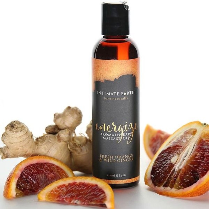 Intimate Earth Energize Aromatherapy Massage Oil 120ml - Fresh Orange & Wild Ginger